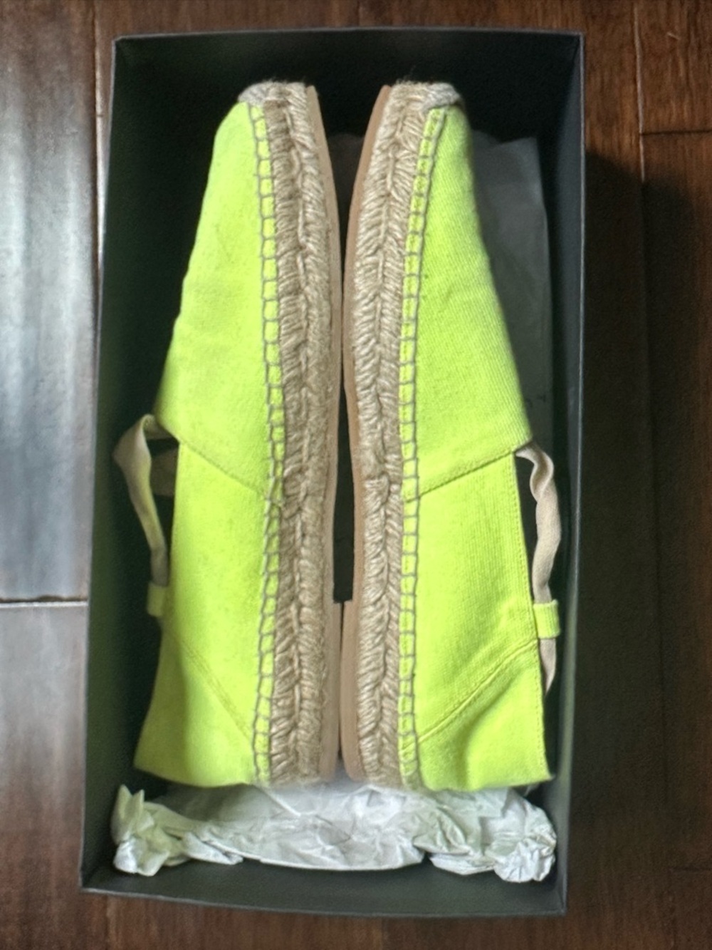 Freda Salvador Lime Green Espadrille Flats with Tan Ribbon Ties